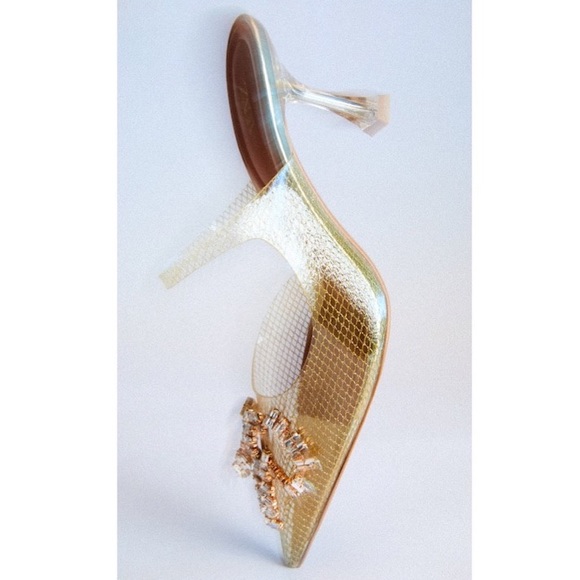 ZARA High Heel Vinyl Slingback Mules - Picture 1 of 7